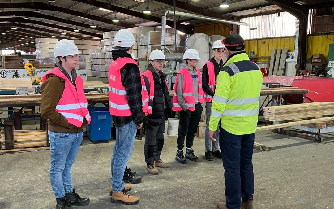 Carpentry students on factory visit