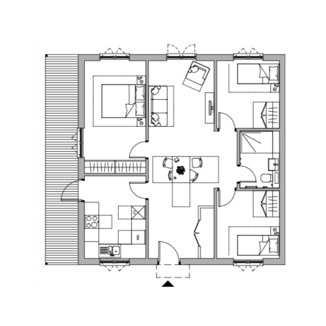 4bedplus-expanding-floorplan 4 Bedroom plus extendable family home floorplan for a temporary accommodation home