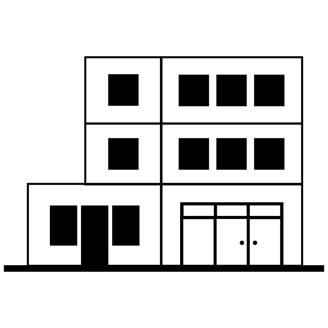 Floor plan of a 4+ bedroom modular temporary house by Rollalong
