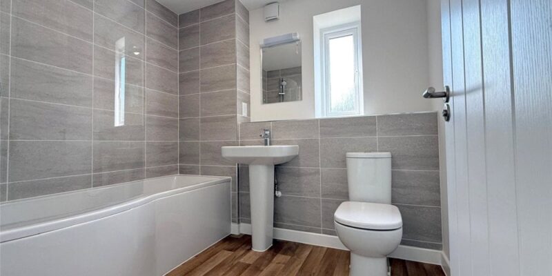 Inside the bathroom at modular housing development in West Ashling