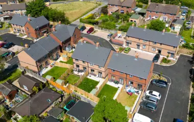 Permanent Modular Accommodation Birds Eye view of homes