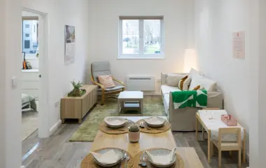 Temporary Modular Accommodation Interior View of Living Area