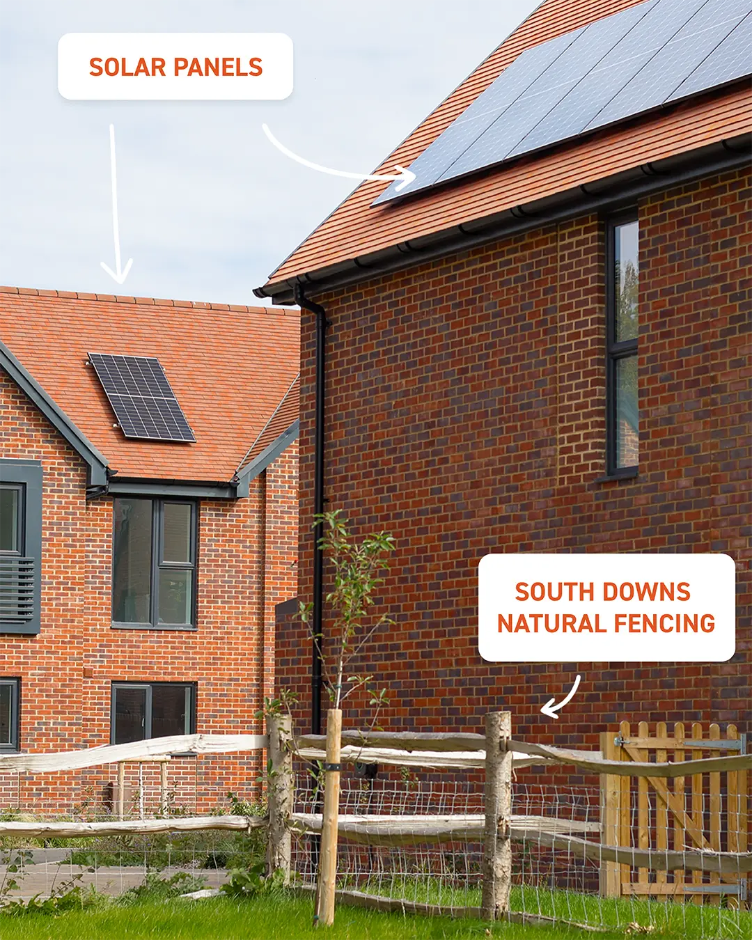 Highlighting Solar Panels and South Downs National Park Natural Fencing at the West Ashling Housing Development